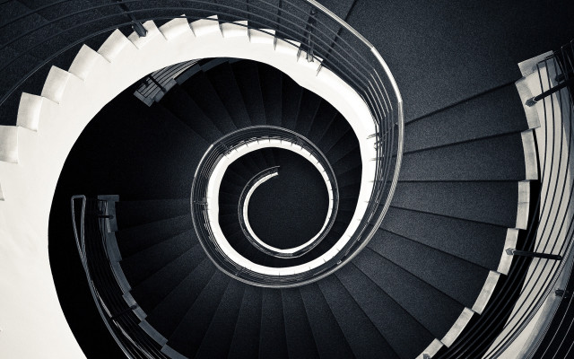 Spiral staircase black white railings free wallpaper - medium preview image