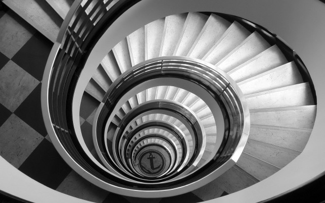 Spiral staircase checkered floor black free wallpaper - medium preview image
