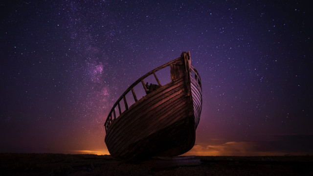Boat night sky stars milky free wallpaper - medium preview image