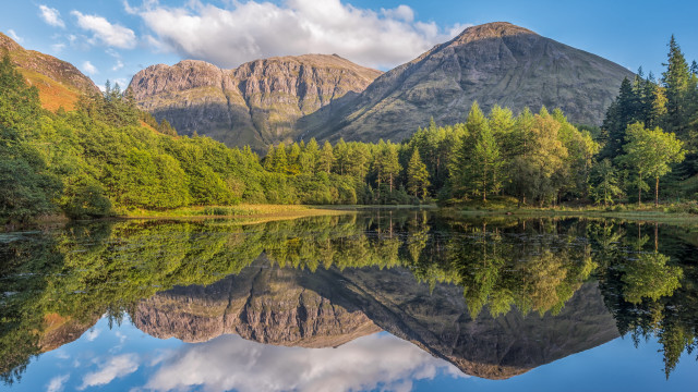 Mountain reflection lake trees background free wallpaper - medium preview image