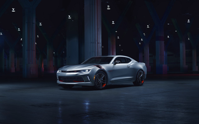 Silver chevrolet camaro dark room free wallpaper - medium preview image