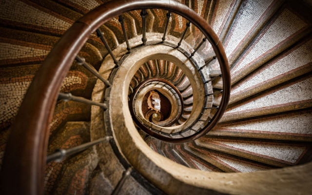 Spiral staircase person looking down free wallpaper - medium preview image