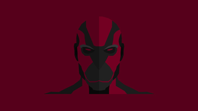Black alien red background minimalist free wallpaper - medium preview image