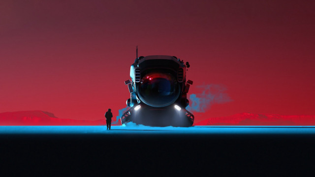 Desert man large vehicle red free wallpaper - medium preview image