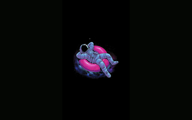 Person floating pink ball dark free wallpaper - medium preview image