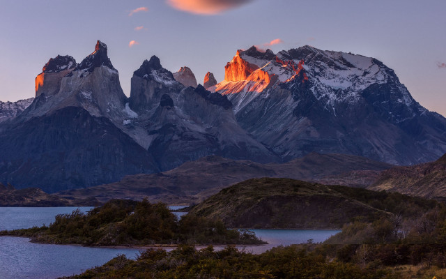 Mountain lake clouds fire matte free wallpaper - medium preview image