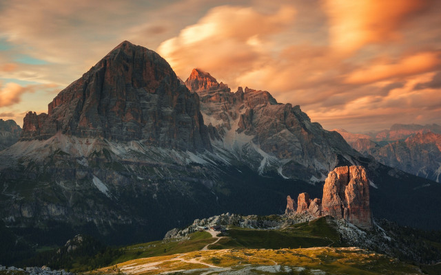 Mountain range clouds dusk ocean free wallpaper - medium preview image