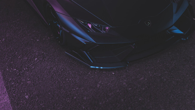 Futuristic car purple light synthwave free wallpaper - medium preview image