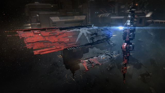 Space station red blue light free wallpaper - medium preview image
