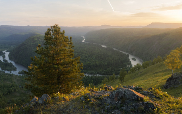Valley river forest sunset mountain free wallpaper - medium preview image