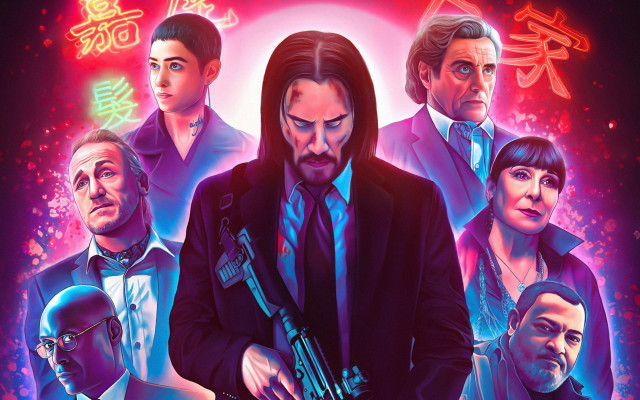 Man gun group neon portrait free wallpaper - medium preview image