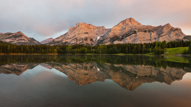 Mountain reflection forest lake sky free wallpaper - medium preview image
