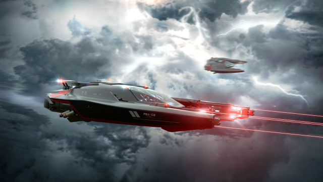 Futuristic flying vehicle storm saucer free wallpaper - medium preview image