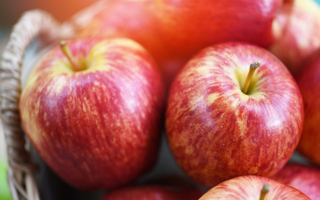 Basket red apples green tablecloth free wallpaper - medium preview image