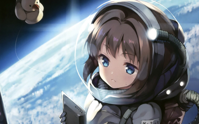 Girl space suit bear space free wallpaper - medium preview image