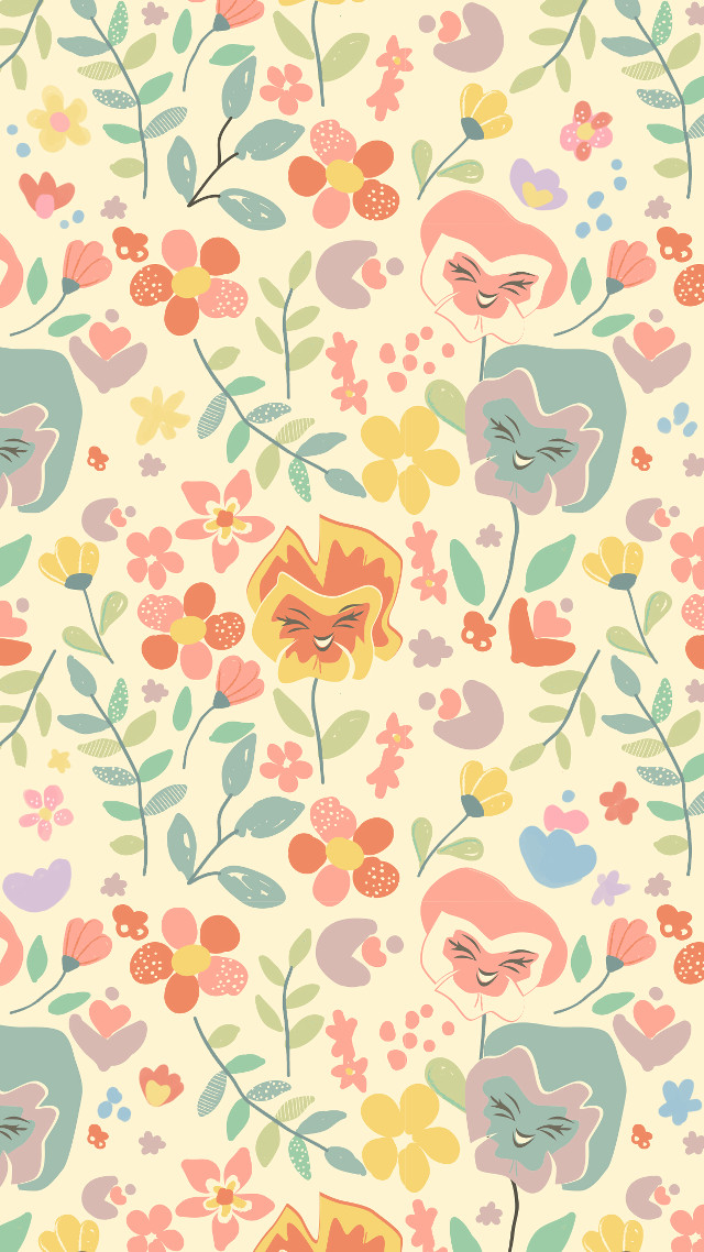 Flowery pattern face flower side free wallpaper - medium preview image