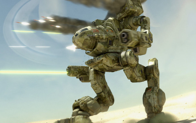 Futuristic robot running desert jet free wallpaper - medium preview image