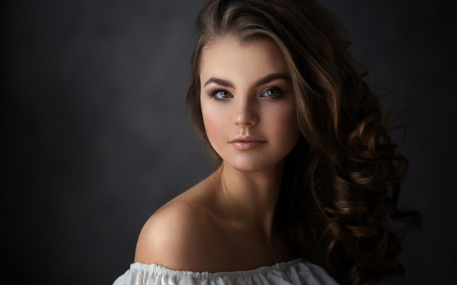 Woman longhair white dress portrait free wallpaper - medium preview image