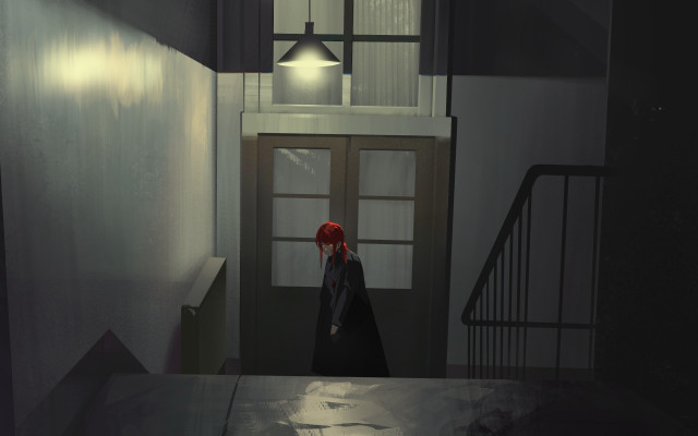 Gloomy hallway redhat blooded digitalpainting free wallpaper - medium preview image
