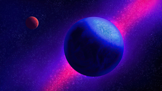 Blue planet red disk purple free wallpaper - medium preview image