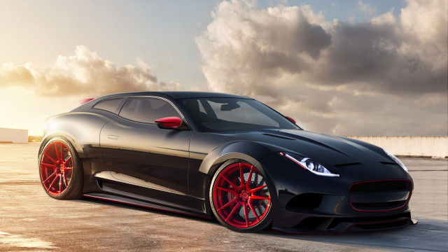 Black sports car red rims #3 free wallpaper - medium preview image
