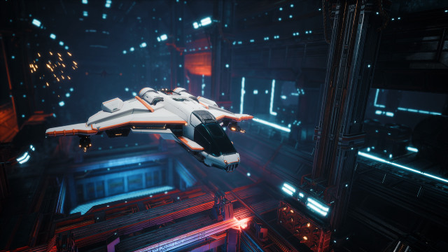 Futuristic space station flying vehicle free wallpaper - medium preview image
