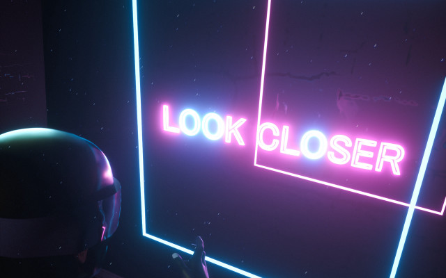 Neon look closer helmet cyberpunk free wallpaper - medium preview image
