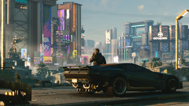 Futuristic city man eddie mendoza free wallpaper - medium preview image