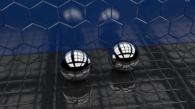 Shiny balls black surface blue free wallpaper - medium preview image