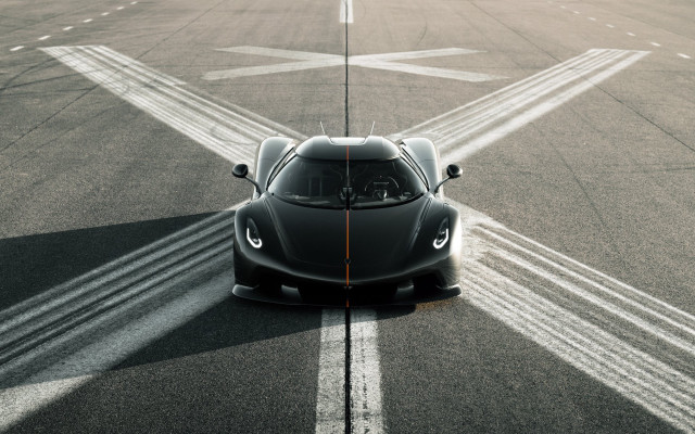 Black sports car runway sky free wallpaper - medium preview image