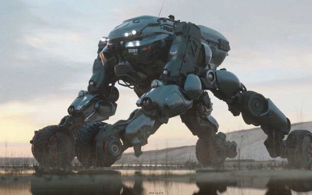 Giant robot water spread legs free wallpaper - medium preview image