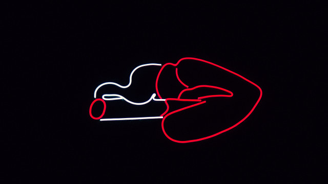 Neon woman smoking dark red free wallpaper - medium preview image