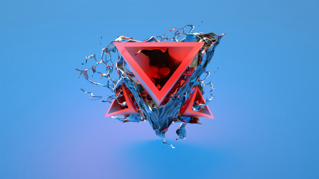 Red triangle hole water splash free wallpaper - medium preview image