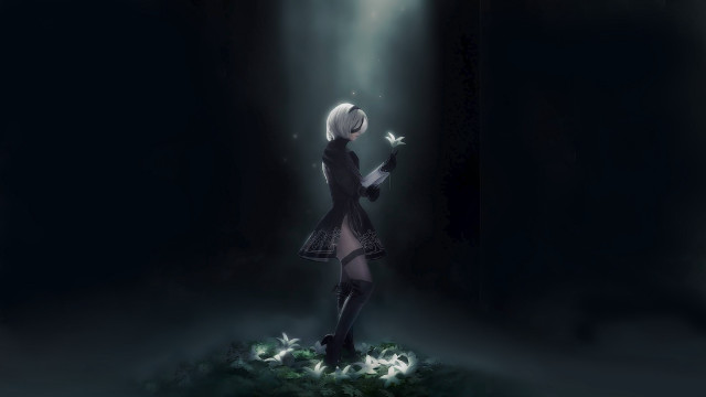 Gothic robotic woman light shadow free wallpaper - medium preview image