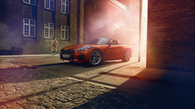 Red sports car brick building #7 free wallpaper - medium preview image