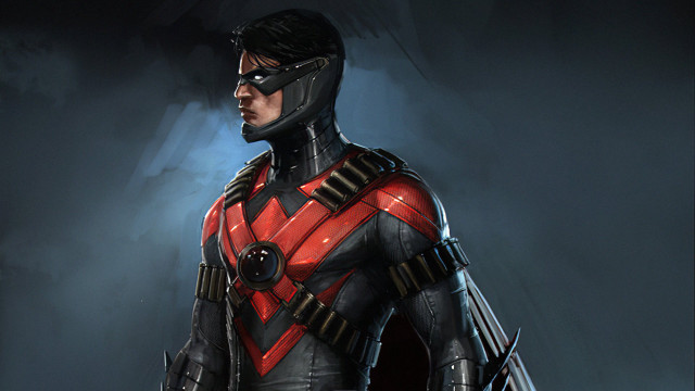 Man red black suit dark free wallpaper - medium preview image
