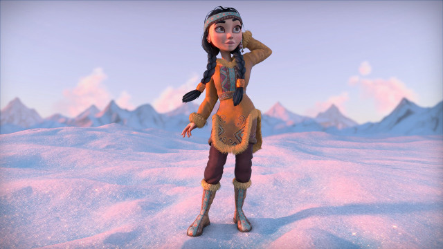 Cartoon snowy harbor booted braid free wallpaper - medium preview image