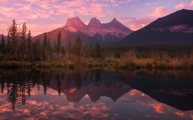 Mountain reflection sunset pink sky #3 free wallpaper - medium preview image