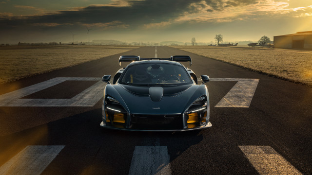 Sports car road sunset horizon free wallpaper - medium preview image