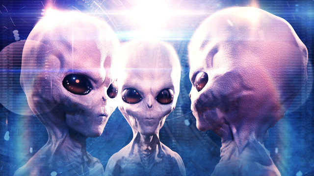 Alien heads blue background light free wallpaper - medium preview image
