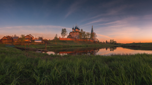 Castle hill lake sunset dock free wallpaper - medium preview image