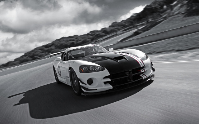 Black white sportscar mountain clouds free wallpaper - medium preview image