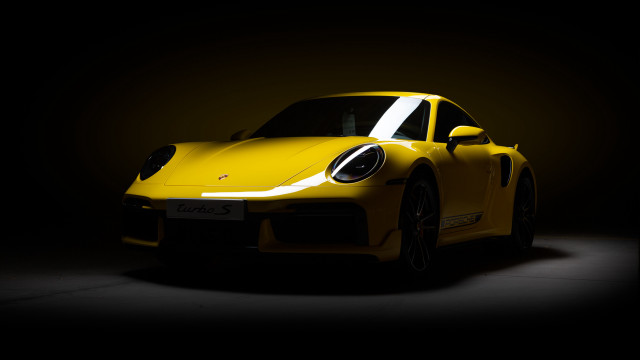 Yellow sports car dark room #33 free wallpaper - medium preview image