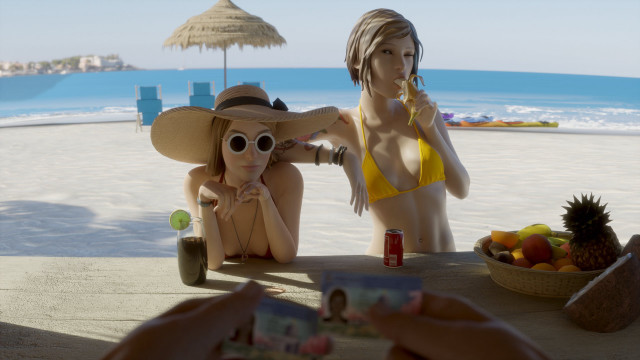 Beach bikini man strawhat table free wallpaper - medium preview image