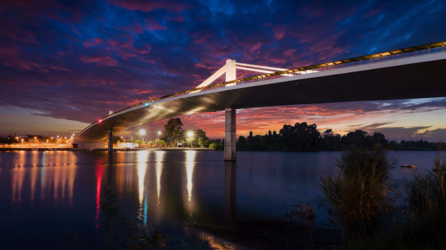Bridge city lights clouds dusk free wallpaper - medium preview image