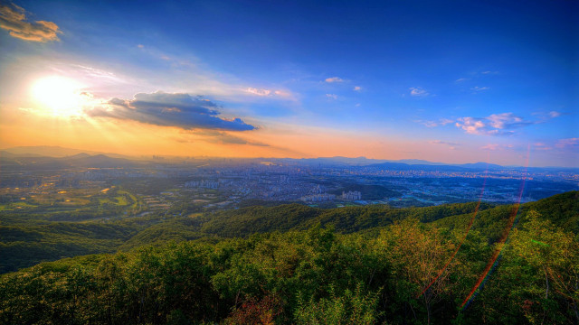 City hill sky sunset bridge free wallpaper - medium preview image