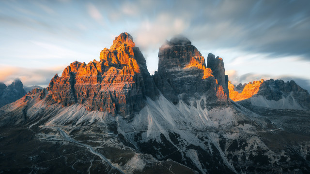 Mountain range clouds volcano fire free wallpaper - medium preview image