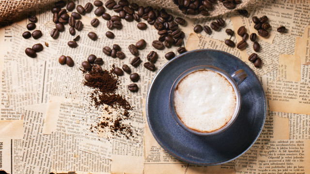 Coffee newspaper beans spoon portrait free wallpaper - medium preview image