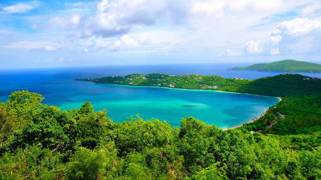 Tropical island lagoon beach blue free wallpaper - medium preview image