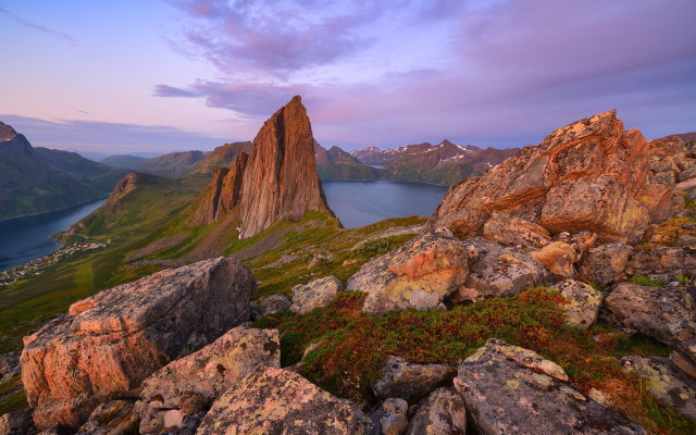 Mountain lake sunset clouds forest #3 free wallpaper - medium preview image
